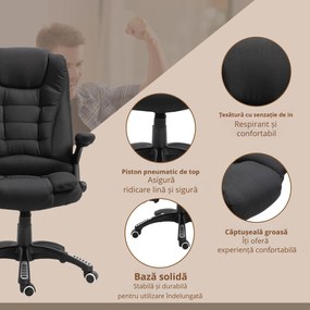 Vinsetto Fotoliu de masaj pentru birou sau acasa cu inaltime reglabila, 6 puncte de masaj si incalzire, 67L x 74P x 107-116Acm, negru | Aosom Romania