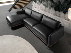 Coltar LUX 5 locuri design italian cu sezlong stanga Cowhide black