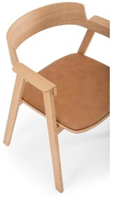 Scaun de dining maro/în culoare naturală cu cotiere din piele Flip – Gazzda