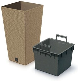 Ghiveci de flori FURU SQUARE ECO WOOD cu inserție39, 5 cm, maro, L