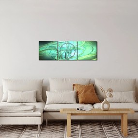 Tabloul cu abstracție verde (cu ceas) (90x30 cm)