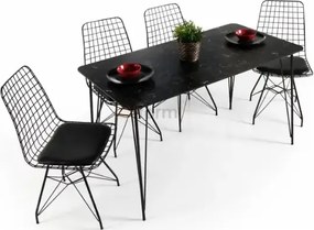 Masa bucatarie aspect marmura, Bety Homs 70 x 110 cm, negru