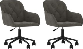 vidaXL Scaune de bucătărie pivotante, 2 buc, gri închis, catifea