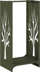 vidaXL Suport pentru lemne de foc Verde măsline Oțel laminat la rece