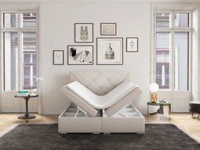Pat matrimonial Boxspring 140 cm Darro (alb) (cu sp. depozitare). 1044210