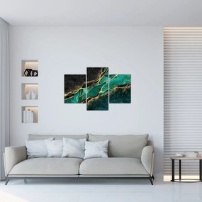 Tablou - Marmorat, petrol-auriu (90x60 cm)