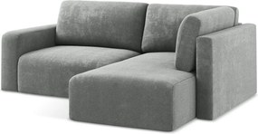 Colțar gri extensibil/cu spațiu de depozitare cu tapițerie din chenille (cu colț pe partea dreaptă/în formă de ”L”) Kona – Makamii