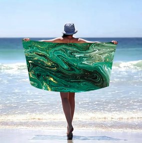 Prosop de plajă cu model abstract verde Lățime: 100 cm | Lungime: 180 cm