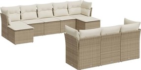 vidaXL Set canapele de grădină cu perne, 10 piese, bej, poliratan
