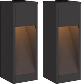 vidaXL Lampa de parcurs LED solar 2 pcs Negru Oțel laminat la rece