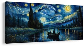 Tablou noapte înstelată la râu