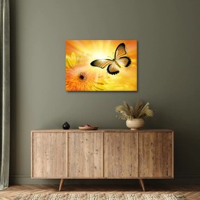Tablou - Fluture galben cu flori (70x50 cm)