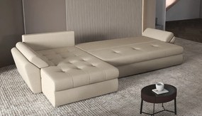 Colțar extensibil dumonde cu ladă de depozitare si sezut confortabil din spuma high-density, Loana XL Enjoy Camel II 335x185 cm