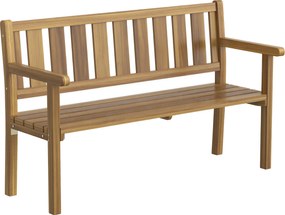 Outsunny Bancă de grădină pentru 2 persoane cu șipcă din lemn de brad, 150x57x93 cm, Culoare Teak | Aosom Romania