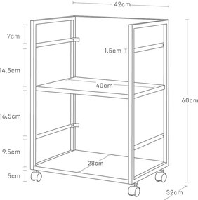 Etajeră pe roți neagră din metal 42x60 cm Tower – YAMAZAKI