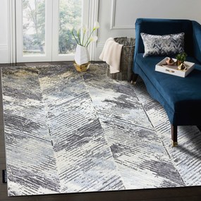 Covor DE LUXE modern 2087 Herringbone vintage - structural aur / gri