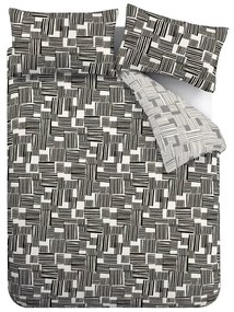 Lenjerie de pat neagră-gri pentru pat de o persoană 135x200 cm Blocks – Catherine Lansfield