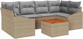 vidaXL Set de canapele pentru grădină 7 pcs Beige și gri deschis