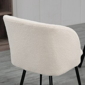 HOMCOM Lot de 2 scaune de sală de mese cu spătar din material textil efect lână buclată și picioare din oțel 55 x 62 x 80 cm bej negru | Aosom Romania