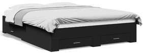3280371 vidaXL Cadru de pat cu sertare, negru, 160x200 cm, lemn prelucrat