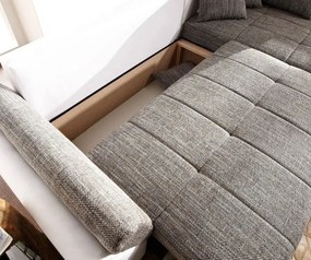 Colțar extensibil dumonde cu ladă de depozitare si sezut confortabil din spuma high-density, Loana Magma White 275x185 cm