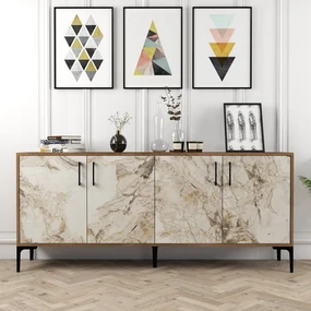 Consolă Kiev - Walnut, White Marble