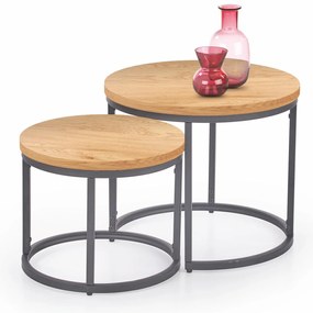Set 2 buc. măsuțe de cafea Ozell (stejar auriu). 1039435