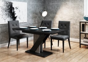 Masă de sufragerie Mevenis (negru lucios + piatră) (pentru 4 până la 6 persoane). 1055215