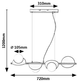 Lustră pe cablu Rabalux 72225 JULES 4xG9/5W/230V