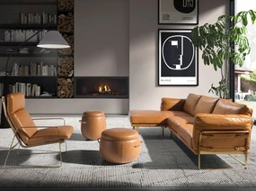 Taburete cu spatiu de depozitare LUX design italian Cowhide camel