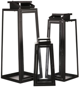 Set de felinare metalice negre, 3 buc