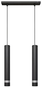 Lustr LED TUBA 2xGU10/4,8W/230V negru/crom lucios pe cablu