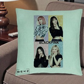 Perna Personalizata K-pop BLACKPINK Negru, 40x40 cm, Verde Menta, Husa Detasabila, Perna Inclusa, BEKZ®