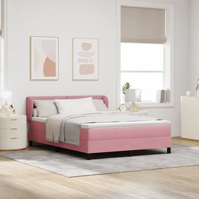 vidaXL Pat cu arcuri cu saltea Roz 140x190 cm Catifea