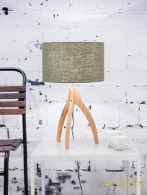 Lampa de masa cu trepied, realizata din materiale naturale, durabile si ecologice, Annapurna verde