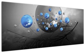Tablou cu bile abstracte albastre (120x50 cm), în 40 de alte dimensiuni noi