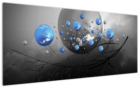 Tabloul cu bile abstracte albastre (120x50 cm)