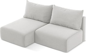 Colțar gri deschis extensibil/cu spațiu de depozitare cu tapițerie din catifea (cu colț pe partea stângă/cu șezlong) Kalena – Makamii