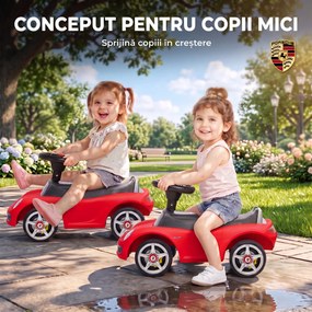 AIYAPLAY Mașinuță de Împins pentru Copii cu Licență Porsche, Claxon, Faruri și Sunet de Pornire, PP, Roșu | Aosom Romania
