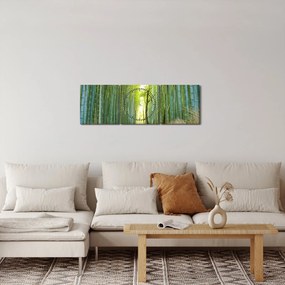 Tablou - Pădure de bambus (cu ceas) (90x30 cm)