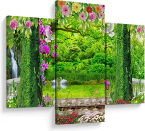 Tablou - Grădina magică cu lebede (90x60 cm)