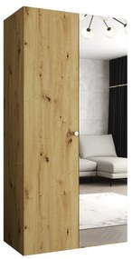 Dulap de haine 100 cm Parna 2 (Stejar artisan + Argintiu). 1125911