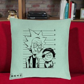 Perna Personalizata Rick si Morty Dosar, 40x40 cm, Verde Menta, Husa Detasabila, Perna Inclusa, BEKZ®