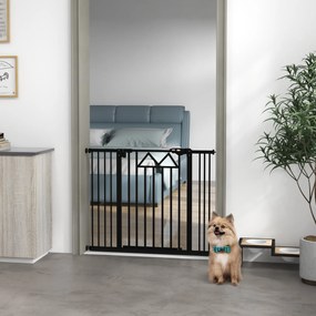 PawHut Barieră pentru câini cu 4 șuruburi reglabile și bandă adezivă, din metal și plastic, 74-100x76 cm, negru | Aosom Romania