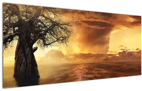 Tablou cu norii portocalii (120x50 cm)