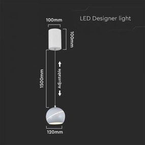 Lustră LED tactilă pe cablu LED/8,5W/230V 3000K alb