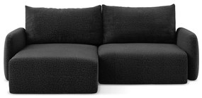 Colțar negru extensibil/cu spațiu de depozitare (cu colț pe partea stângă) Kalena – Makamii