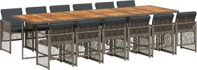 vidaXL Set mobilier de grădină cu perne, 13 piese, gri, poliratan