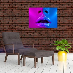 Tablou pe sticlă - Imaginea buzelor colorate (70x50 cm)