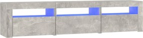 vidaXL Comodă TV cu lumini LED, gri beton, 180x35x40 cm